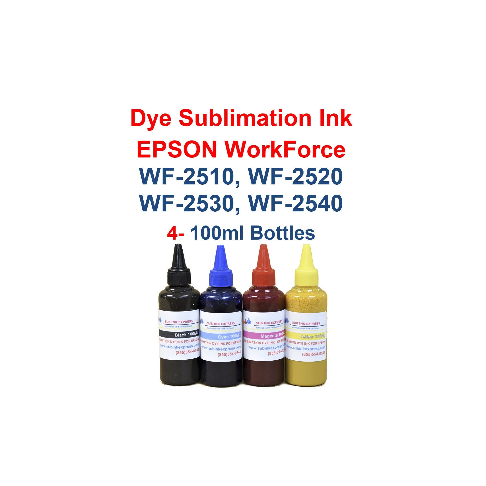 Dye Sublimation Ink 4 100ml Bottles For Epson Workforce Wf 2510 Wf 2 Subinkexpress 2132