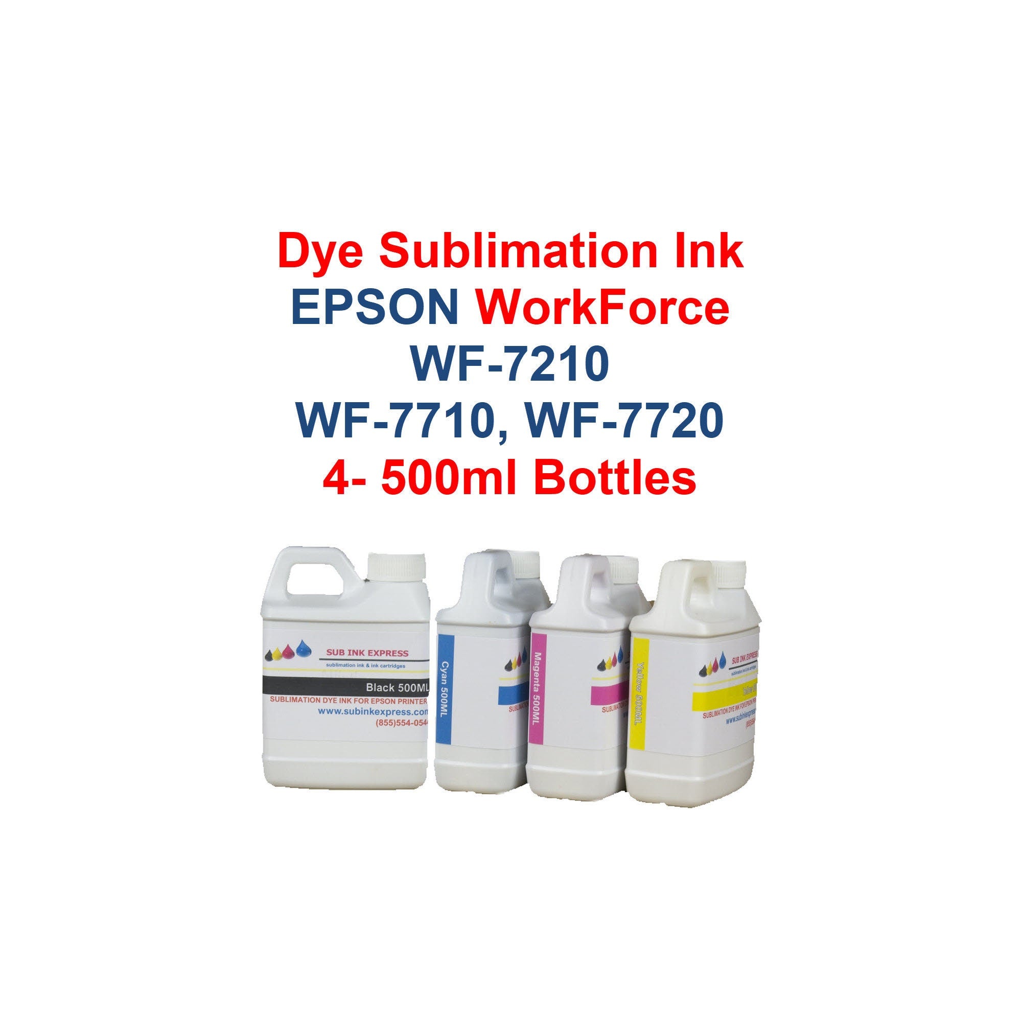 Dye Sublimation Ink 4 500ml Bottles For Epson Workforce Wf 7210 Wf 7 Subinkexpress 1397